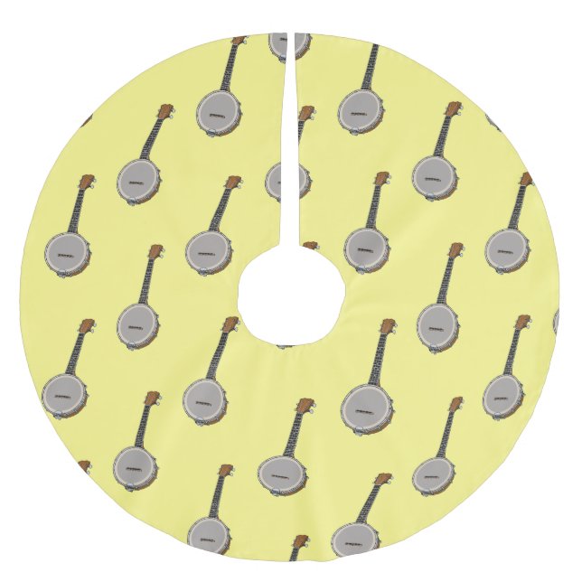 Banjo cartoon illustration  brushed polyester tree skirt (Front)