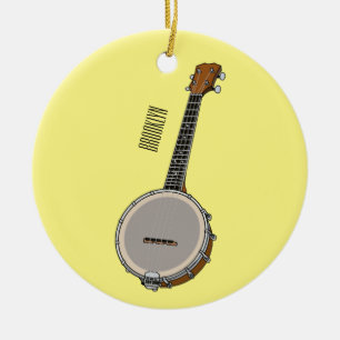 Banjo cartoon illustration ceramic ornament