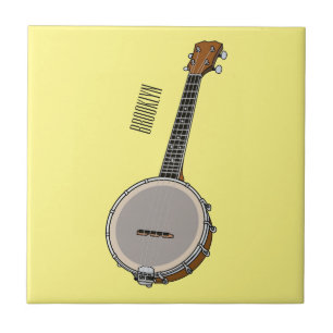 Banjo cartoon illustration ceramic tile
