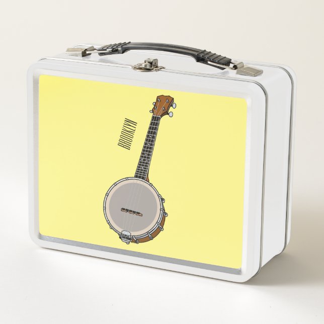 Banjo cartoon illustration  metal lunch box (Front)