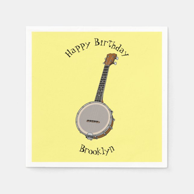 Banjo cartoon illustration napkin (Front)