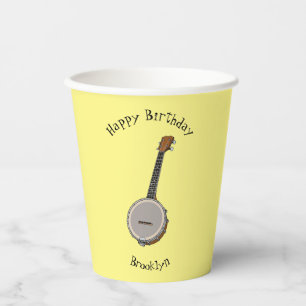 Banjo cartoon illustration paper cups