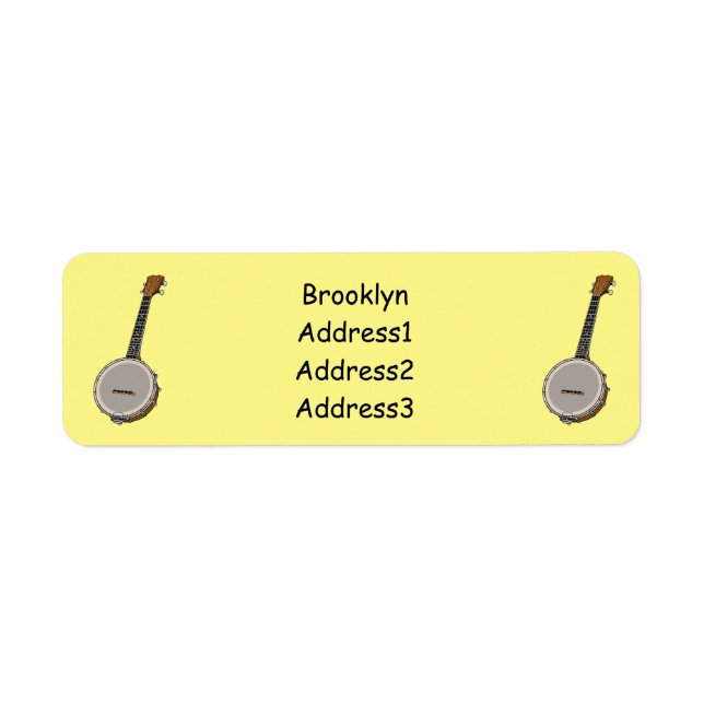 Banjo cartoon illustration return address label (Front)