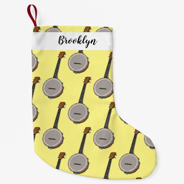 Banjo cartoon illustration small christmas stocking (Front)
