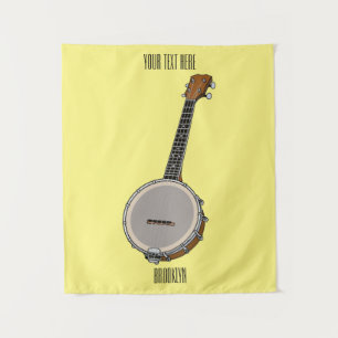 Banjo cartoon illustration tapestry