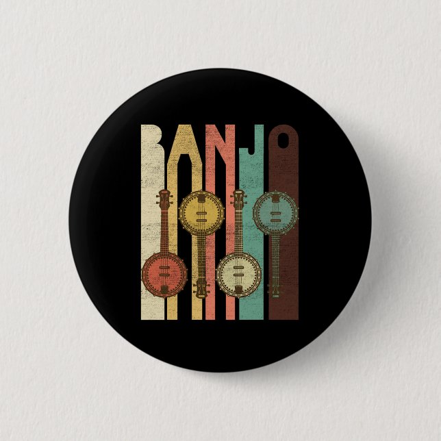 Banjo Country Music Instrument Bluegrass Band Gift 6 Cm Round Badge (Front)