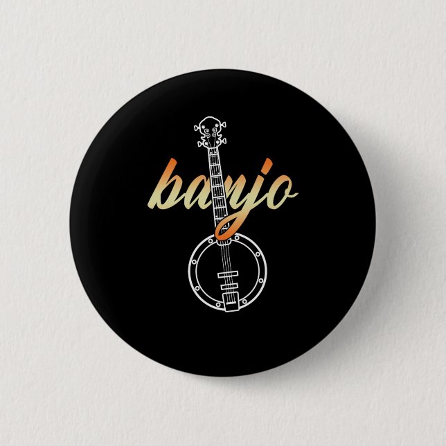 Banjo Country Music Instrument Mandolin Band Gift 6 Cm Round Badge (Front)