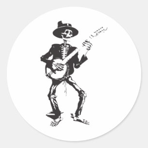 Banjo Dancing Skeleton Bluegr Music Festival  Classic Round Sticker