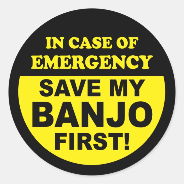 Banjo Emergency Classic Round Sticker (Front)