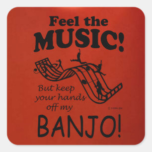 Banjo Feel The Music Square Sticker