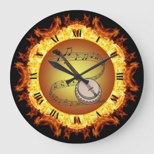 Banjo ~ Fire Creation # 3 ~ Out Of The Crucible ~ Large Clock
