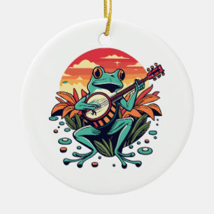 Banjo Frog Ceramic Ornament