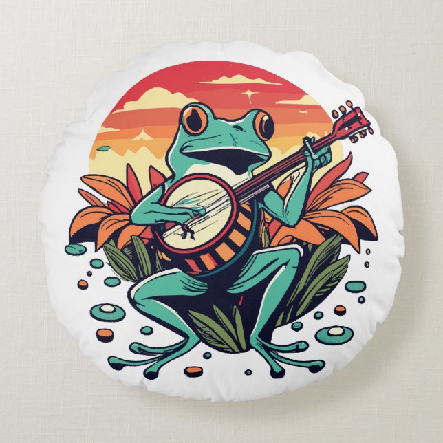Banjo Frog Round Cushion (Front)