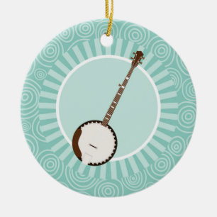 Banjo Fun Turquoise Swirl Music Ceramic Ornament