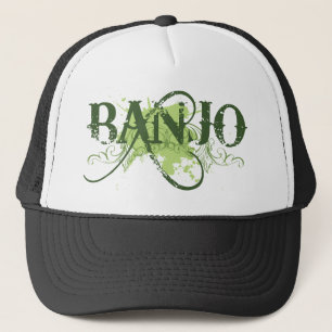 Banjo Green Grunge Music Logo Gift Trucker Hat