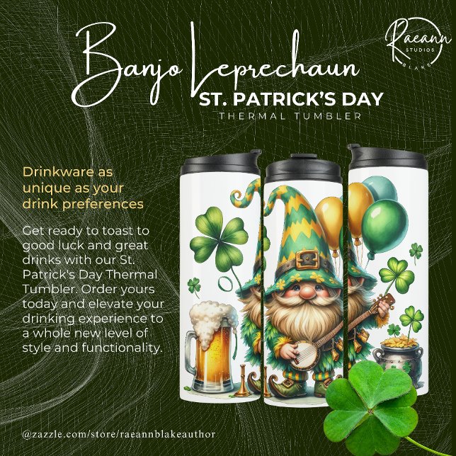 Banjo Leprechaun St. Patrick's Day Thermal Tumbler (Creator Uploaded)