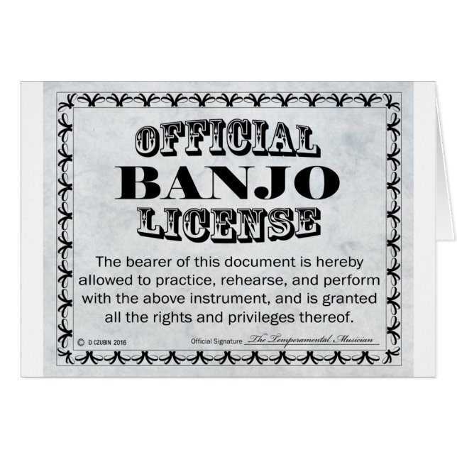 Banjo License (Front Horizontal)