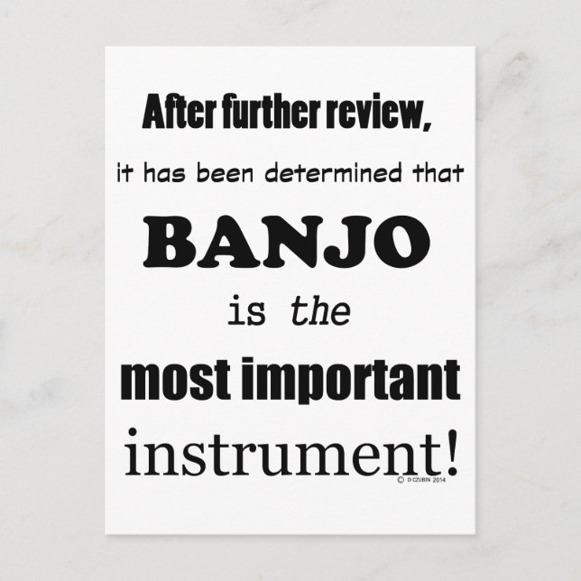 Banjo Most Important Instrument Postcard (Front)