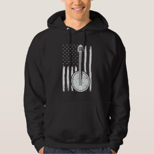 Banjo Music American Flag Banjo Guitar Hoodie