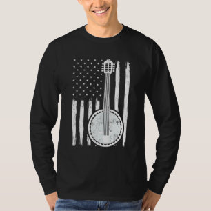 Banjo Music American Flag Banjo Guitar T-Shirt