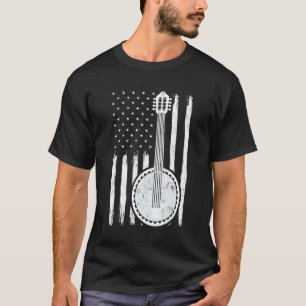 Banjo Music American Flag Banjo Guitar T-Shirt
