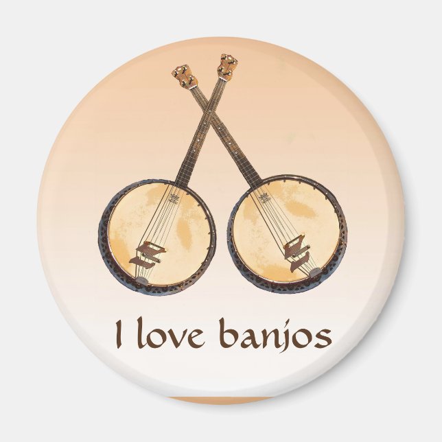 Banjo Music Instrument Orange Magnet (Front)