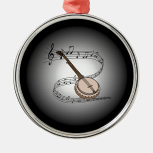 Banjo ~  Musical Globe ~ Musical  Instrument ~ Metal Tree Decoration