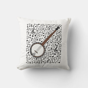 Banjo Musical Notes Banjoist Folk Musician Cushion