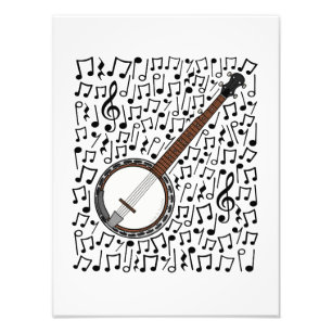 Banjo Musical Notes Banjoist Folk Musician Photo Print