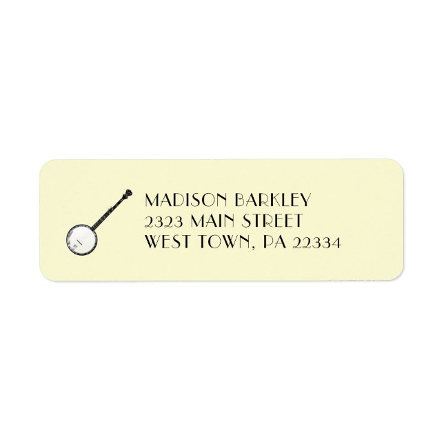 Banjo Musician Music Return Address Label (Front)