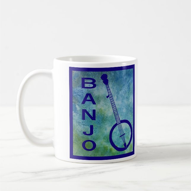 Banjo on Blue Coffee Mug (Left)