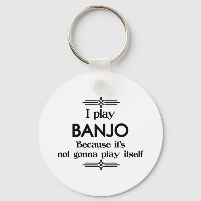 Banjo - Play Itself Funny Deco Music Key Ring (Front)