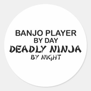 Banjo Player Deadly Ninja by Night Classic Round Sticker