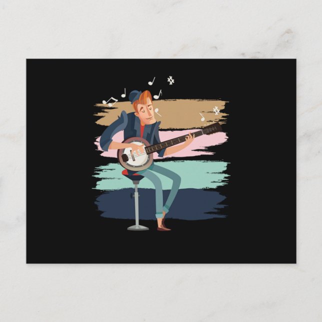 Banjo Player Mandolin Instrument Country Music Gif Postcard (Front)