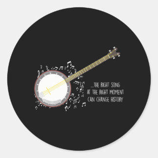 Banjo Player Music Notes Bluegrass Stringband Classic Round Sticker