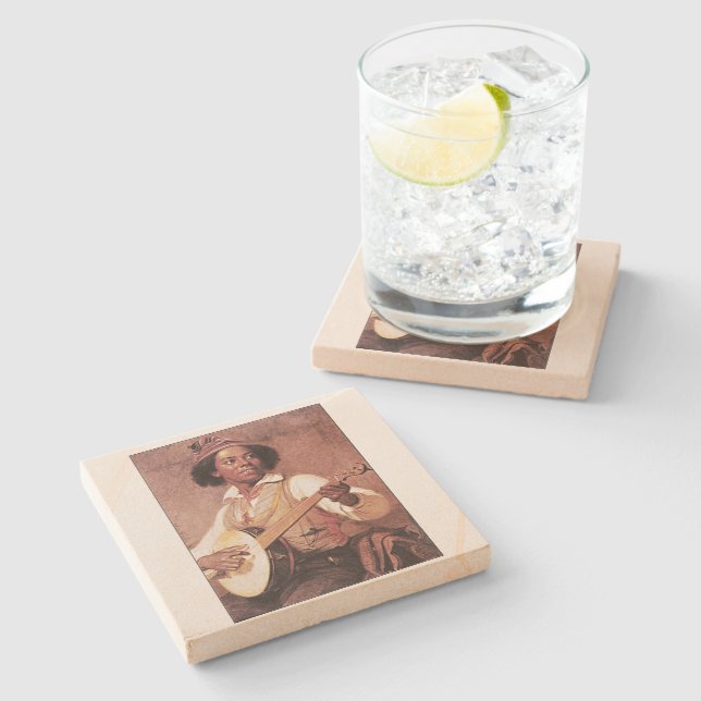 "Banjo Player" Stone Coaster (Side)