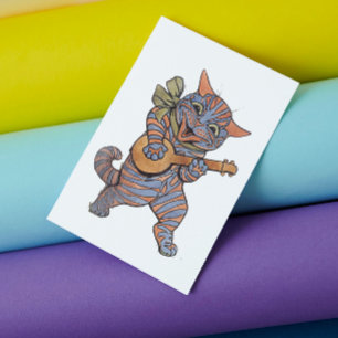 Banjo Playing Cat Postcard