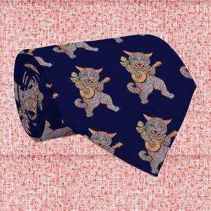 Banjo Playing Cat Tie