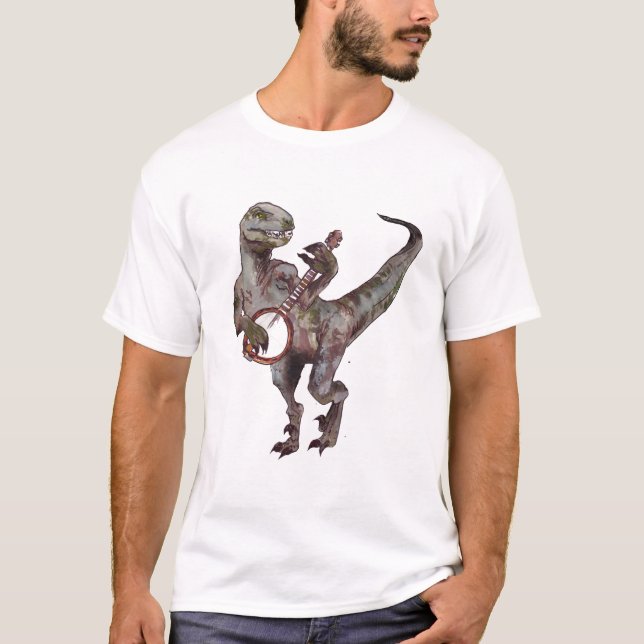 Banjo Playing Velociraptor T-Shirt (Front)