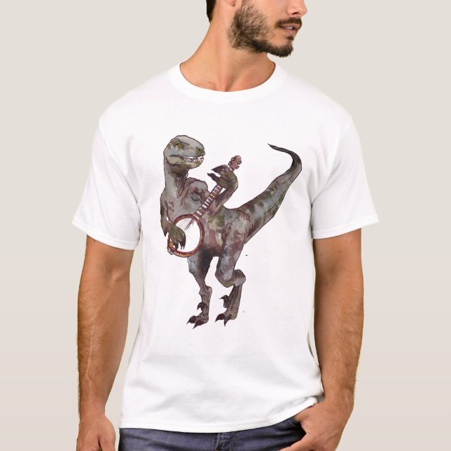 Banjo Playing Velociraptor T-Shirt (Front)