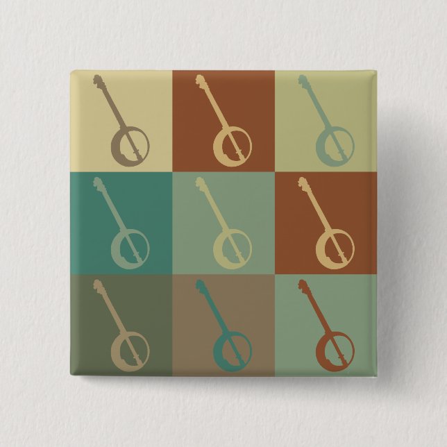 Banjo Pop Art 15 Cm Square Badge (Front)
