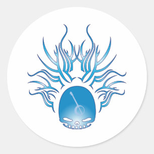 Banjo Skull Classic Round Sticker