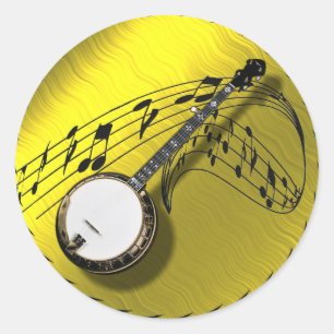 *BANJO-STICKER CLASSIC ROUND STICKER