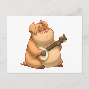 Banjo-Strummin' Pig Postcard