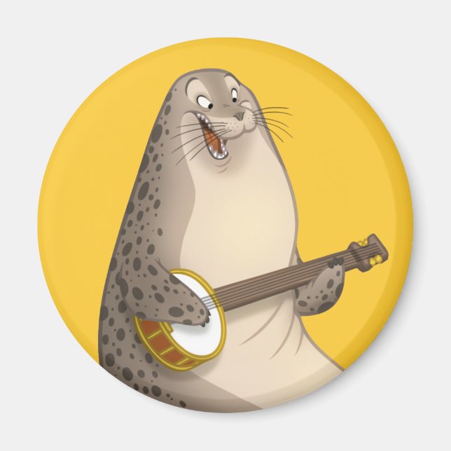 Banjo Strummin' Seal Magnet (Front)