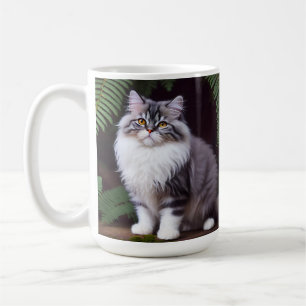 Banjo the Persian: A Fluffy Grey and White Delight Coffee Mug