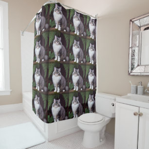 Banjo the Persian: A Fluffy Grey and White Delight Shower Curtain