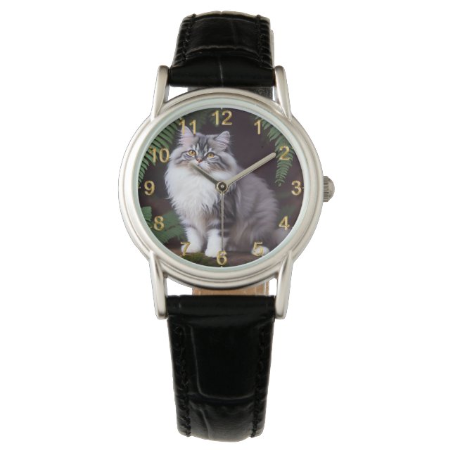 Banjo the Persian: A Fluffy Grey and White Delight Watch (Front)