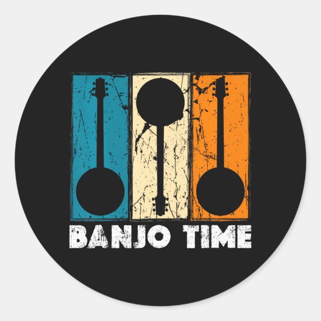 Banjo Time Bluegrass Banjo Player Classic Round Sticker (Front)
