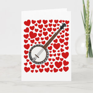 Banjo With Hearts Valentines Anniversary Card